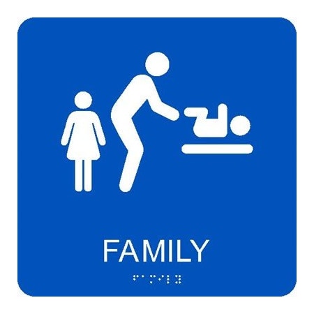 Nmc Family Restroom Braille Ada Sign, ADA27BL ADA27BL